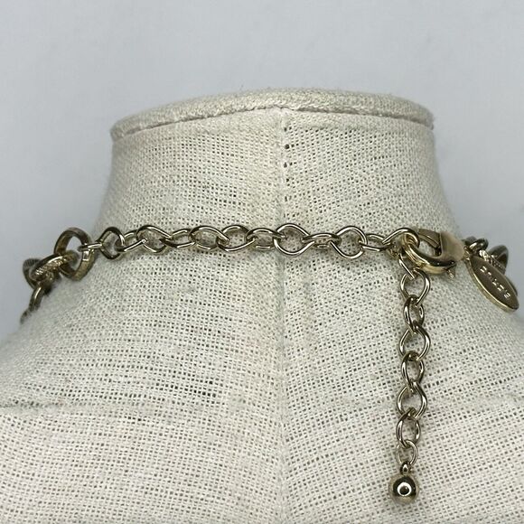 Chicos Gold Tone Chain Necklace Reversible Rhinestone Pendant Statement ✨ - Picture 4 of 8
